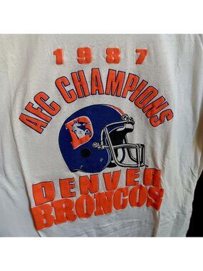 Vintage Single Stitch T-shirt XL 1987 Denver Broncos AFC Champions Puff Print